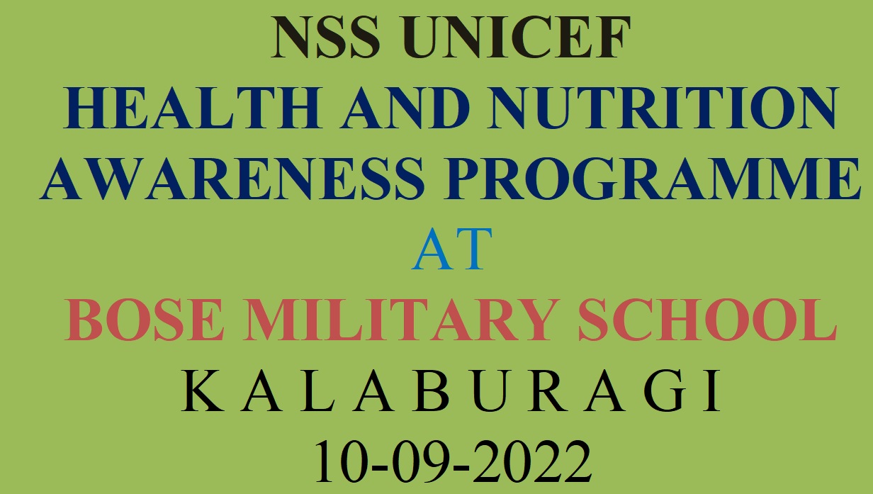  NSS UNICEF Awareness Programme at Bose Military School At K A L A B U R A G I